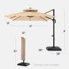 image:imageBest Choice Products 10x10ft Cantilever Patio Umbrella wBase Included Solar LED Lights 360 Rotation Large Offset Hanging Outdoor Shade for Deck Pool Backyard wStand  SandSand