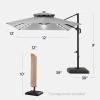 image:imageBest Choice Products 10x10ft Cantilever Patio Umbrella wBase Included Solar LED Lights 360 Rotation Large Offset Hanging Outdoor Shade for Deck Pool Backyard wStand  SandFog Gray