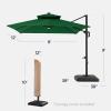 image:imageBest Choice Products 10x10ft Cantilever Patio Umbrella wBase Included Solar LED Lights 360 Rotation Large Offset Hanging Outdoor Shade for Deck Pool Backyard wStand  SandGreen