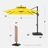 image:imageBest Choice Products 10x10ft Cantilever Patio Umbrella wBase Included Solar LED Lights 360 Rotation Large Offset Hanging Outdoor Shade for Deck Pool Backyard wStand  SandYellow