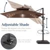 image:imageBest Choice Products 10x10ft Cantilever Patio Umbrella wBase Included Solar LED Lights 360 Rotation Large Offset Hanging Outdoor Shade for Deck Pool Backyard wStand  SandBrown
