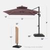 image:imageBest Choice Products 10x10ft Cantilever Patio Umbrella wBase Included Solar LED Lights 360 Rotation Large Offset Hanging Outdoor Shade for Deck Pool Backyard wStand  SandDeep Taupe