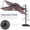 image:imageBest Choice Products 10x10ft Cantilever Patio Umbrella wBase Included Solar LED Lights 360 Rotation Large Offset Hanging Outdoor Shade for Deck Pool Backyard wStand  SandDeep Taupe