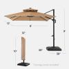 image:imageBest Choice Products 10x10ft Cantilever Patio Umbrella wBase Included Solar LED Lights 360 Rotation Large Offset Hanging Outdoor Shade for Deck Pool Backyard wStand  SandTan