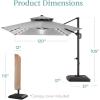 image:imageBest Choice Products 10x10ft Cantilever Patio Umbrella wBase Included Solar LED Lights 360 Rotation Large Offset Hanging Outdoor Shade for Deck Pool Backyard wStand  SandFog Gray