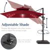 image:imageBest Choice Products 10x10ft Cantilever Patio Umbrella wBase Included Solar LED Lights 360 Rotation Large Offset Hanging Outdoor Shade for Deck Pool Backyard wStand  SandBurgundy