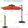 image:imageBest Choice Products 10x10ft Cantilever Patio Umbrella wBase Included Solar LED Lights 360 Rotation Large Offset Hanging Outdoor Shade for Deck Pool Backyard wStand  SandRust