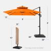 image:imageBest Choice Products 10x10ft Cantilever Patio Umbrella wBase Included Solar LED Lights 360 Rotation Large Offset Hanging Outdoor Shade for Deck Pool Backyard wStand  SandOrange