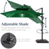 image:imageBest Choice Products 10x10ft Cantilever Patio Umbrella wBase Included Solar LED Lights 360 Rotation Large Offset Hanging Outdoor Shade for Deck Pool Backyard wStand  SandGreen