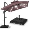 image:imageBest Choice Products 10x10ft Cantilever Patio Umbrella wBase Included Solar LED Lights 360 Rotation Large Offset Hanging Outdoor Shade for Deck Pool Backyard wStand  SandDeep Taupe