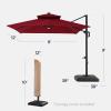image:imageBest Choice Products 10x10ft Cantilever Patio Umbrella wBase Included Solar LED Lights 360 Rotation Large Offset Hanging Outdoor Shade for Deck Pool Backyard wStand  SandBurgundy