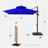 image:imageBest Choice Products 10x10ft Cantilever Patio Umbrella wBase Included Solar LED Lights 360 Rotation Large Offset Hanging Outdoor Shade for Deck Pool Backyard wStand  SandResort Blue