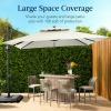 image:imageBest Choice Products 10x10ft Cantilever Patio Umbrella wBase Included Solar LED Lights 360 Rotation Large Offset Hanging Outdoor Shade for Deck Pool Backyard wStand  SandIvory