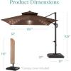 image:imageBest Choice Products 10x10ft Cantilever Patio Umbrella wBase Included Solar LED Lights 360 Rotation Large Offset Hanging Outdoor Shade for Deck Pool Backyard wStand  SandBrown