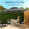 image:imageBest Choice Products 10x10ft Cantilever Patio Umbrella wBase Included Solar LED Lights 360 Rotation Large Offset Hanging Outdoor Shade for Deck Pool Backyard wStand  SandGray