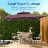 image:imageBest Choice Products 10x10ft Cantilever Patio Umbrella wBase Included Solar LED Lights 360 Rotation Large Offset Hanging Outdoor Shade for Deck Pool Backyard wStand  SandDeep Taupe
