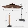image:imageBest Choice Products 10x10ft Cantilever Patio Umbrella wBase Included Solar LED Lights 360 Rotation Large Offset Hanging Outdoor Shade for Deck Pool Backyard wStand  SandBrown