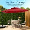image:imageBest Choice Products 10x10ft Cantilever Patio Umbrella wBase Included Solar LED Lights 360 Rotation Large Offset Hanging Outdoor Shade for Deck Pool Backyard wStand  SandRed
