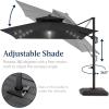image:imageBest Choice Products 10x10ft Cantilever Patio Umbrella wBase Included Solar LED Lights 360 Rotation Large Offset Hanging Outdoor Shade for Deck Pool Backyard wStand  SandGray