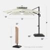 image:imageBest Choice Products 10x10ft Cantilever Patio Umbrella wBase Included Solar LED Lights 360 Rotation Large Offset Hanging Outdoor Shade for Deck Pool Backyard wStand  SandIvory