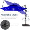 image:imageBest Choice Products 10x10ft Cantilever Patio Umbrella wBase Included Solar LED Lights 360 Rotation Large Offset Hanging Outdoor Shade for Deck Pool Backyard wStand  SandResort Blue