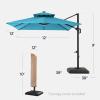 image:imageBest Choice Products 10x10ft Cantilever Patio Umbrella wBase Included Solar LED Lights 360 Rotation Large Offset Hanging Outdoor Shade for Deck Pool Backyard wStand  SandSky Blue