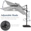 image:imageBest Choice Products 10x10ft Cantilever Patio Umbrella wBase Included Solar LED Lights 360 Rotation Large Offset Hanging Outdoor Shade for Deck Pool Backyard wStand  SandFog Gray