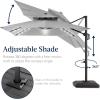 image:imageBest Choice Products 10x10ft Cantilever Patio Umbrella wBase Included Solar LED Lights 360 Rotation Large Offset Hanging Outdoor Shade for Deck Pool Backyard wStand  SandFog Gray
