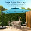 image:imageBest Choice Products 10x10ft Cantilever Patio Umbrella wBase Included Solar LED Lights 360 Rotation Large Offset Hanging Outdoor Shade for Deck Pool Backyard wStand  SandSky Blue