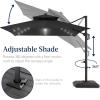 image:imageBest Choice Products 10x10ft Cantilever Patio Umbrella wBase Included Solar LED Lights 360 Rotation Large Offset Hanging Outdoor Shade for Deck Pool Backyard wStand  SandGray