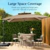 image:imageBest Choice Products 10x10ft Cantilever Patio Umbrella wBase Included Solar LED Lights 360 Rotation Large Offset Hanging Outdoor Shade for Deck Pool Backyard wStand  SandTan