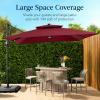 image:imageBest Choice Products 10x10ft Cantilever Patio Umbrella wBase Included Solar LED Lights 360 Rotation Large Offset Hanging Outdoor Shade for Deck Pool Backyard wStand  SandBurgundy