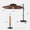 image:imageBest Choice Products 10x10ft Cantilever Patio Umbrella wBase Included Solar LED Lights 360 Rotation Large Offset Hanging Outdoor Shade for Deck Pool Backyard wStand  SandBrown