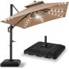 image:imageBest Choice Products 10x10ft Cantilever Patio Umbrella wBase Included Solar LED Lights 360 Rotation Large Offset Hanging Outdoor Shade for Deck Pool Backyard wStand  SandTan