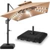 image:imageBest Choice Products 10x10ft Cantilever Patio Umbrella wBase Included Solar LED Lights 360 Rotation Large Offset Hanging Outdoor Shade for Deck Pool Backyard wStand  SandTan