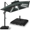 image:imageBest Choice Products 10x10ft Cantilever Patio Umbrella wBase Included Solar LED Lights 360 Rotation Large Offset Hanging Outdoor Shade for Deck Pool Backyard wStand  SandSlate