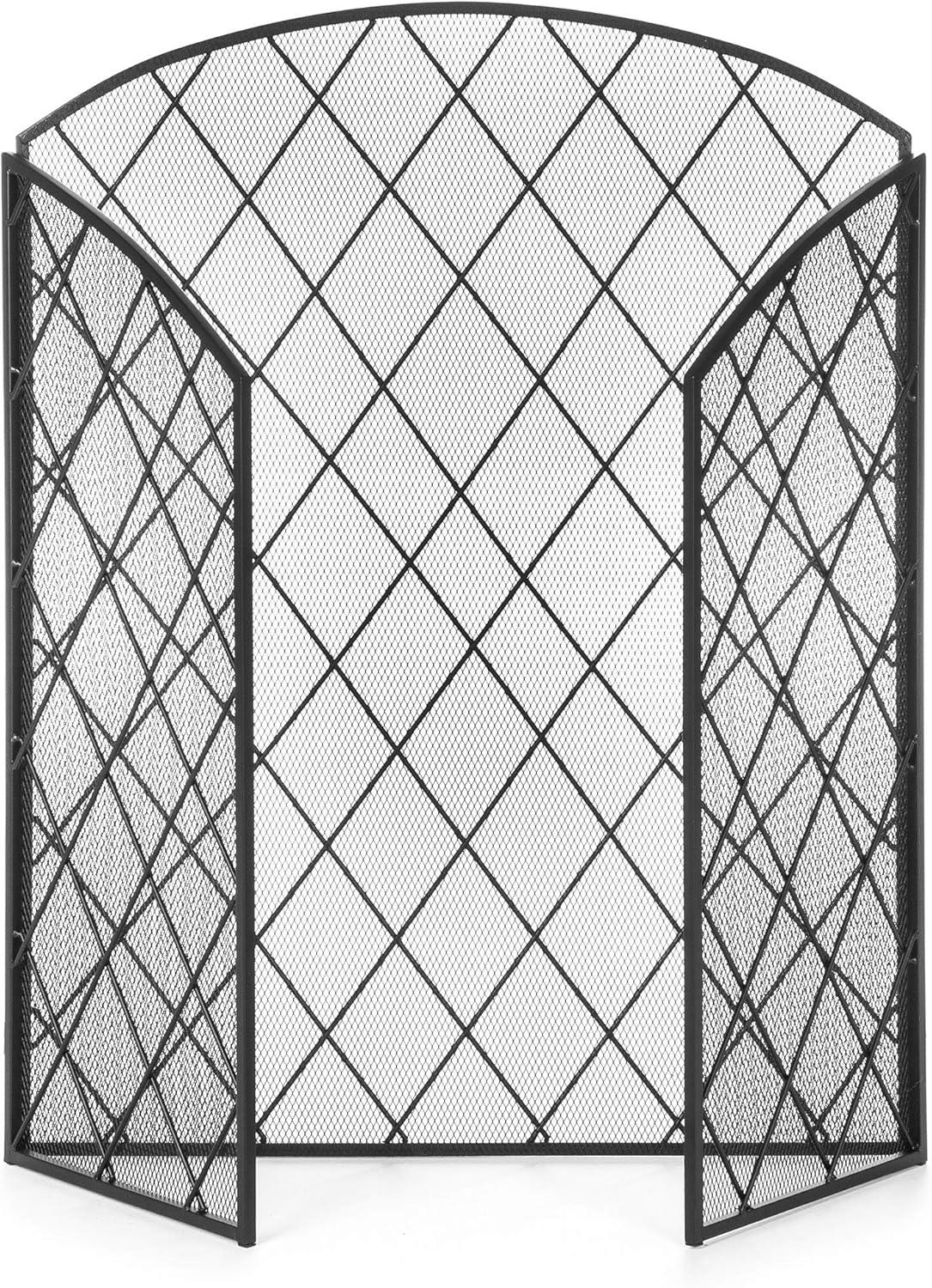 image:imageBest Choice Products 3Panel 50x30in Wrought Iron Decorative Mesh Fireplace Screen Gate Protector Fire Spark Guard for Indoor amp Outdoor wFolding Side Panels Black