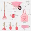 image:imageBest Choice Products Kids Gardening Tool Set 8 Piece with Wheelbarrow Metal Tools Watering Can Apron and Gloves Child Garden Play Set for Outdoor Backyard Play Ages 3  PinkPinkPinkPink