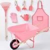 image:imageBest Choice Products Kids Gardening Tool Set 8 Piece with Wheelbarrow Metal Tools Watering Can Apron and Gloves Child Garden Play Set for Outdoor Backyard Play Ages 3  PinkPinkPinkPink