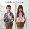 image:imageBest Choice Products Handwoven Easter Basket Small Woven Easter Basket for Kids Easter Egg Hunt Basket wCollapsible Handle Tapered Shape Water Hyacinth  NaturalChestnut