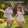 image:imageBest Choice Products Handwoven Easter Basket Small Woven Easter Basket for Kids Easter Egg Hunt Basket wCollapsible Handle Tapered Shape Water Hyacinth  NaturalNatural