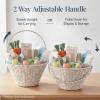 image:imageBest Choice Products Handwoven Easter Basket Small Woven Easter Basket for Kids Easter Egg Hunt Basket wCollapsible Handle Tapered Shape Water Hyacinth  NaturalWhite