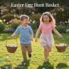 image:imageBest Choice Products Handwoven Easter Basket Small Woven Easter Basket for Kids Easter Egg Hunt Basket wCollapsible Handle Tapered Shape Water Hyacinth  NaturalChestnut