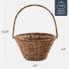 image:imageBest Choice Products Handwoven Easter Basket Small Woven Easter Basket for Kids Easter Egg Hunt Basket wCollapsible Handle Tapered Shape Water Hyacinth  NaturalChestnut