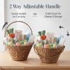 image:imageBest Choice Products Handwoven Easter Basket Small Woven Easter Basket for Kids Easter Egg Hunt Basket wCollapsible Handle Tapered Shape Water Hyacinth  NaturalChestnut