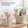 image:imageBest Choice Products Handwoven Easter Basket Small Woven Easter Basket for Kids Easter Egg Hunt Basket wCollapsible Handle Tapered Shape Water Hyacinth  NaturalWhite