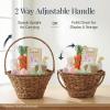 image:imageBest Choice Products Handwoven Easter Basket Small Woven Easter Basket for Kids Easter Egg Hunt Basket wCollapsible Handle Tapered Shape Water Hyacinth  NaturalChestnut
