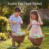image:imageBest Choice Products Handwoven Easter Basket Small Woven Easter Basket for Kids Easter Egg Hunt Basket wCollapsible Handle Tapered Shape Water Hyacinth  NaturalChestnut
