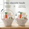 image:imageBest Choice Products Handwoven Easter Basket Small Woven Easter Basket for Kids Easter Egg Hunt Basket wCollapsible Handle Tapered Shape Water Hyacinth  NaturalWhite