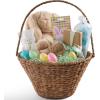 image:imageBest Choice Products Handwoven Easter Basket Small Woven Easter Basket for Kids Easter Egg Hunt Basket wCollapsible Handle Tapered Shape Water Hyacinth  NaturalChestnut